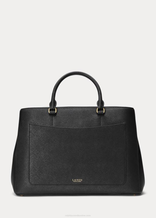 sort Kvinder Ralph Lauren crosshatch læder stor hanna taske Z426B5412