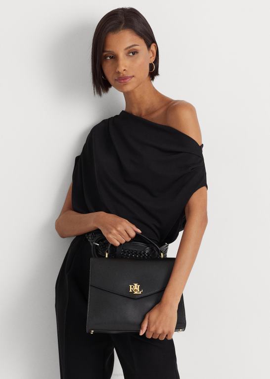 sort Kvinder Ralph Lauren læder medium farrah taske Z426B5407