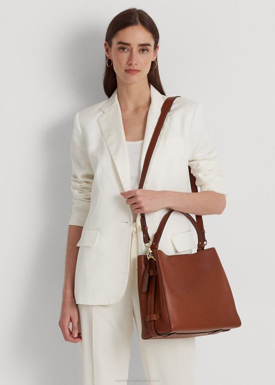 tan Kvinder Ralph Lauren medium peyton taske i læder Z426B5409