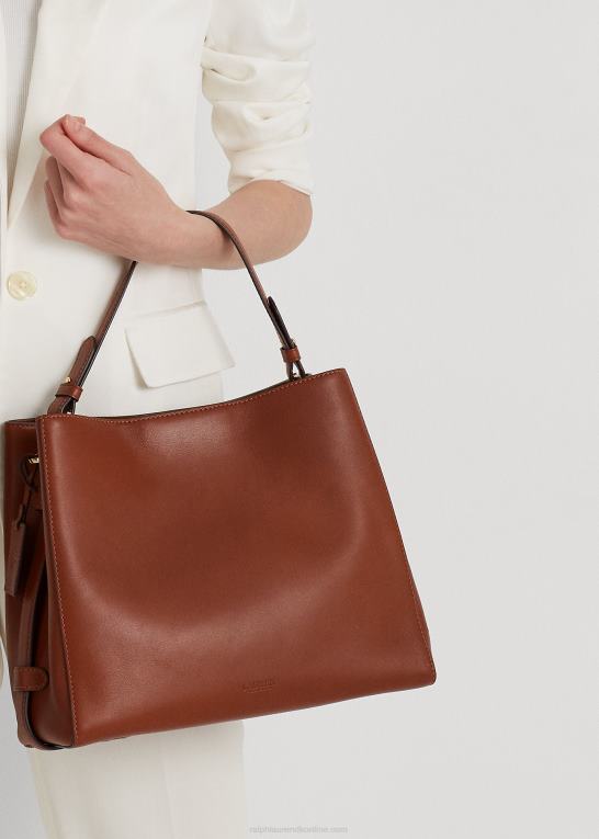 tan Kvinder Ralph Lauren medium peyton taske i læder Z426B5409