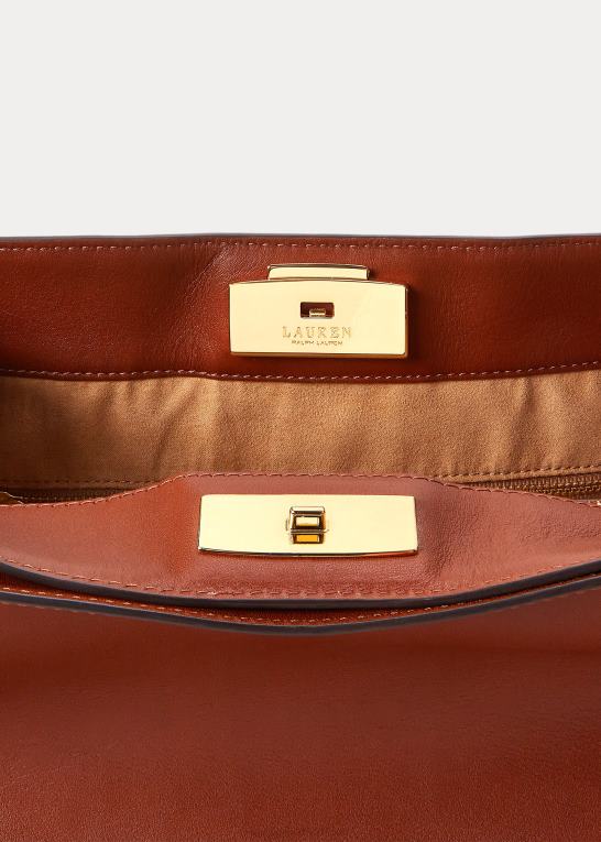 tan Kvinder Ralph Lauren medium peyton taske i læder Z426B5409