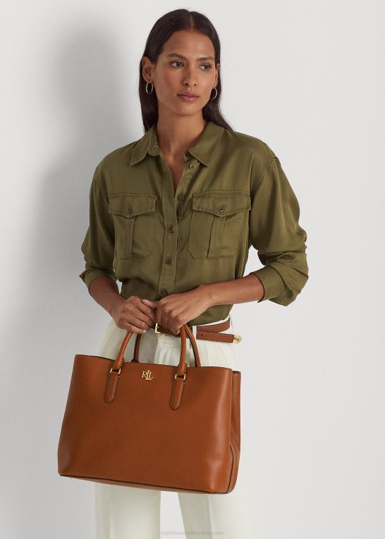 tan Kvinder Ralph Lauren stor marcy taske i læder Z426B5358