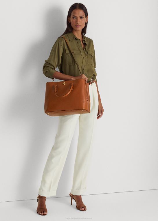 tan Kvinder Ralph Lauren stor marcy taske i læder Z426B5358