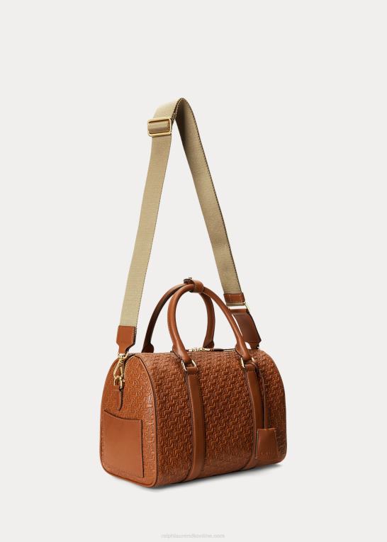 tan/buff Kvinder Ralph Lauren medium kaden taske med præget læder Z426B5416