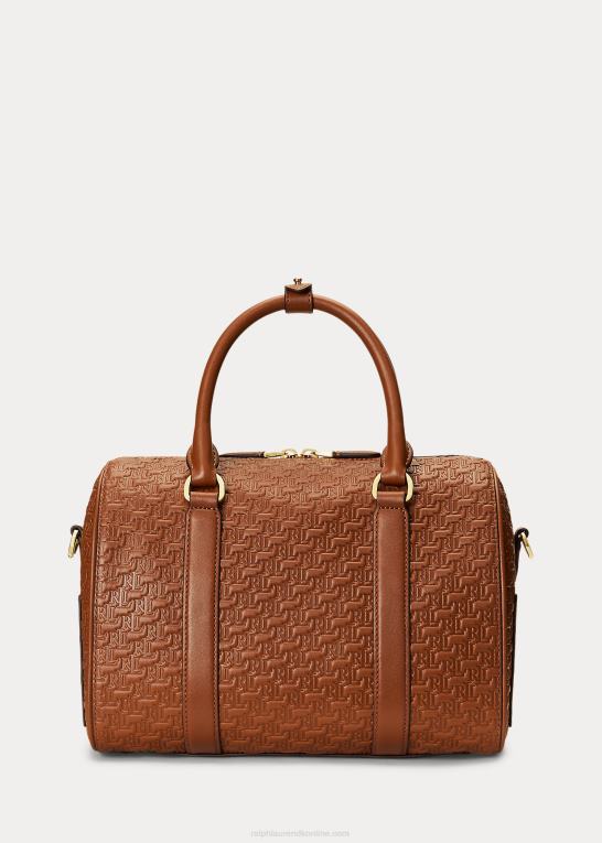 tan/buff Kvinder Ralph Lauren medium kaden taske med præget læder Z426B5416