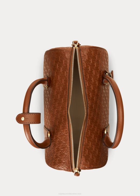 tan/buff Kvinder Ralph Lauren medium kaden taske med præget læder Z426B5416