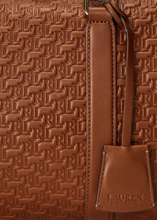 tan/buff Kvinder Ralph Lauren medium kaden taske med præget læder Z426B5416