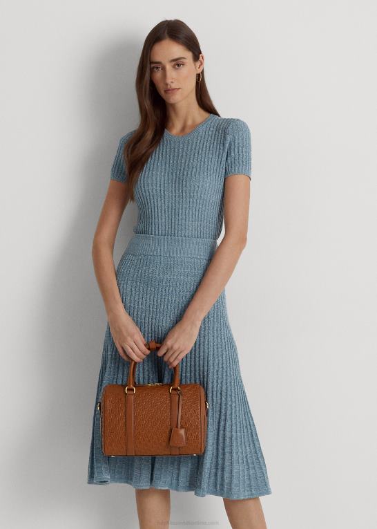 tan/buff Kvinder Ralph Lauren medium kaden taske med præget læder Z426B5416