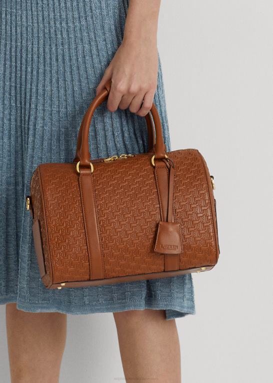 tan/buff Kvinder Ralph Lauren medium kaden taske med præget læder Z426B5416