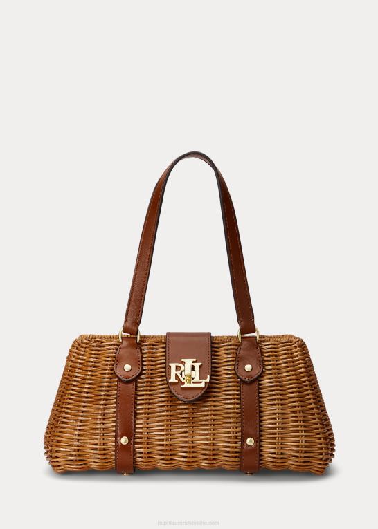 valnød/tan Kvinder Ralph Lauren rattan medium lilly taske Z426B5405