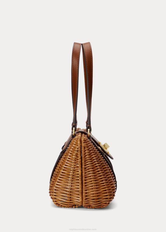 valnød/tan Kvinder Ralph Lauren rattan medium lilly taske Z426B5405