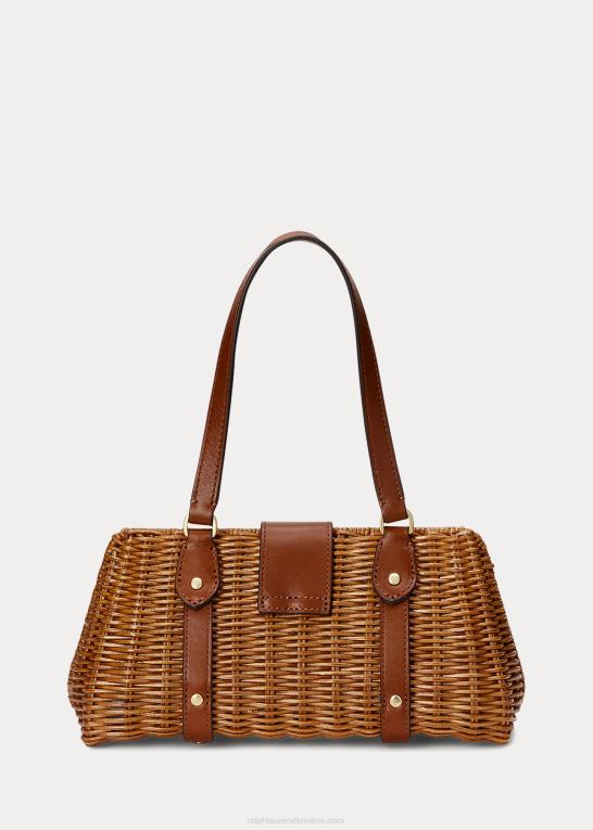valnød/tan Kvinder Ralph Lauren rattan medium lilly taske Z426B5405
