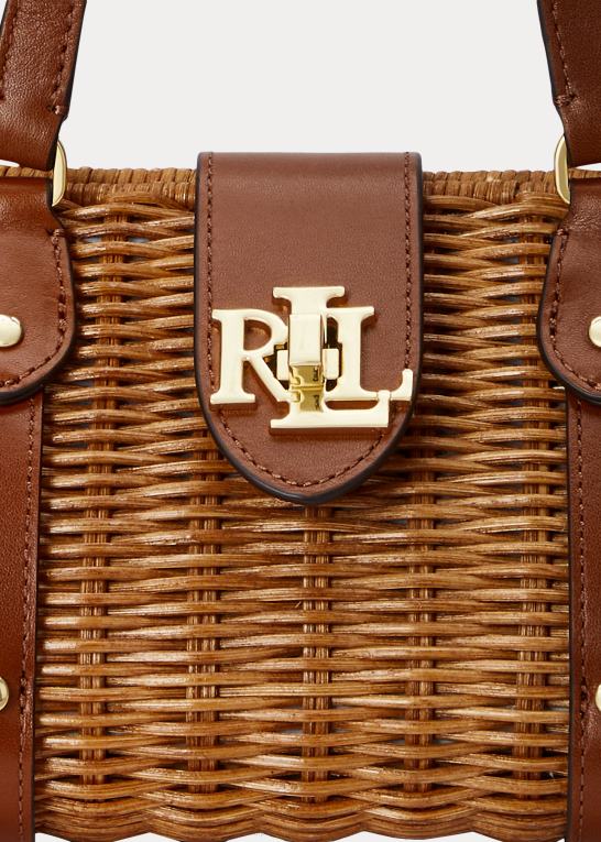 valnød/tan Kvinder Ralph Lauren rattan medium lilly taske Z426B5405
