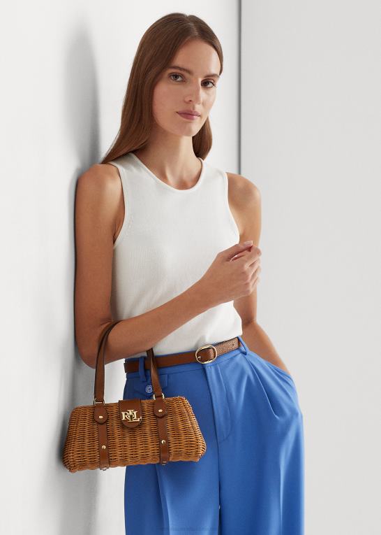valnød/tan Kvinder Ralph Lauren rattan medium lilly taske Z426B5405