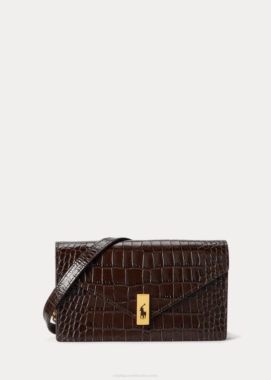chokolade Kvinder Ralph Lauren polo id krokodillepræget kædepung & taske Z426B5173