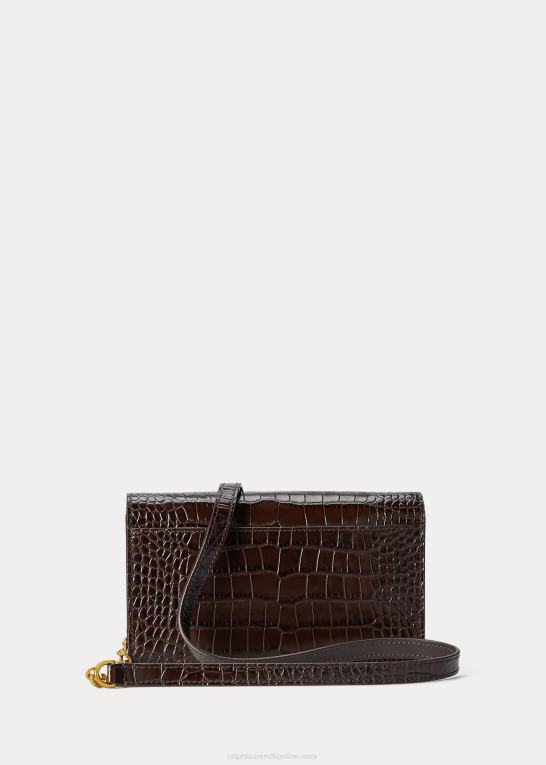 chokolade Kvinder Ralph Lauren polo id krokodillepræget kædepung & taske Z426B5173