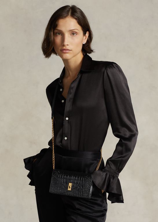 sort Kvinder Ralph Lauren polo id krokodillepræget kædepung & taske Z426B5172