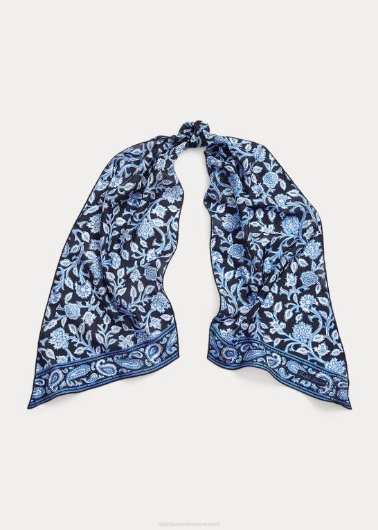 blå/hvid multi Kvinder Ralph Lauren foulard mulberry silke habotai tørklæde Z426B5586