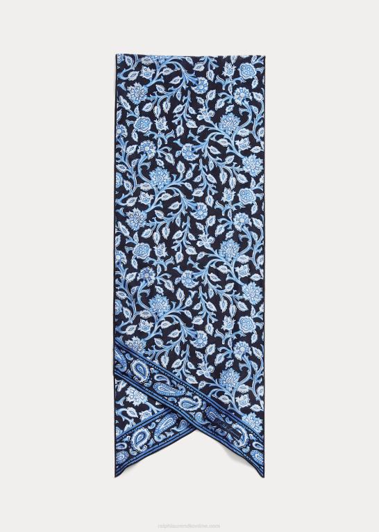 blå/hvid multi Kvinder Ralph Lauren foulard mulberry silke habotai tørklæde Z426B5586