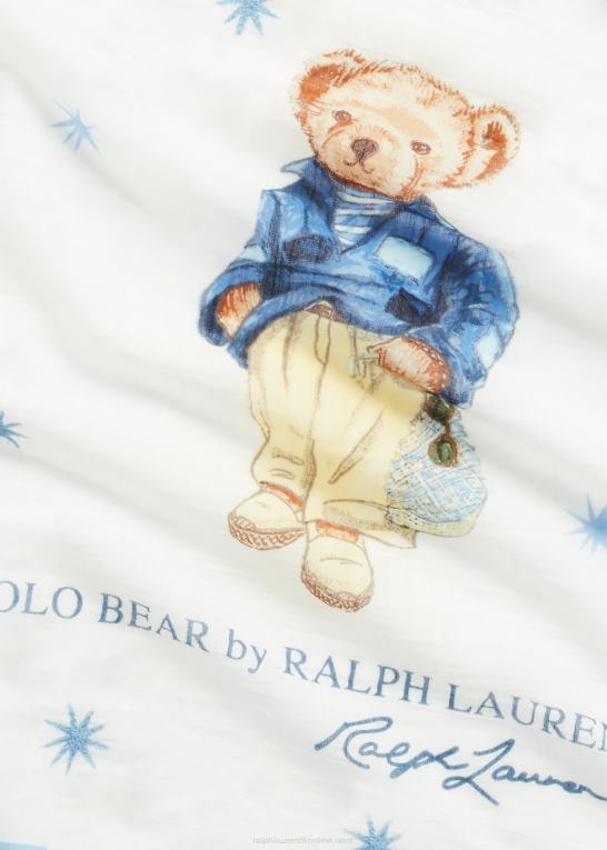 creme/blå Kvinder Ralph Lauren polobjørn bomuldstørklæde Z426B5560
