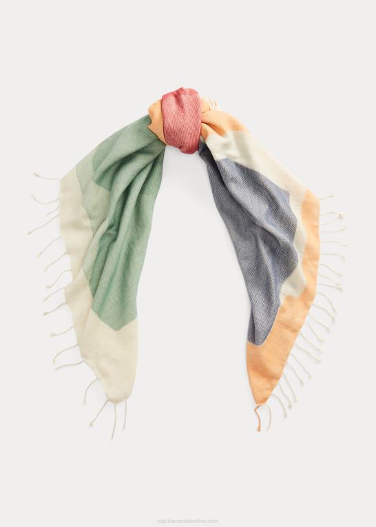 creme multi Kvinder Ralph Lauren abstrakt motiv i bomuldstørklæde Z426B9731