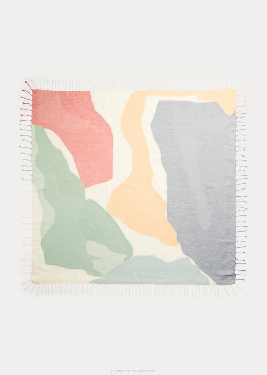 creme multi Kvinder Ralph Lauren abstrakt motiv i bomuldstørklæde Z426B9731