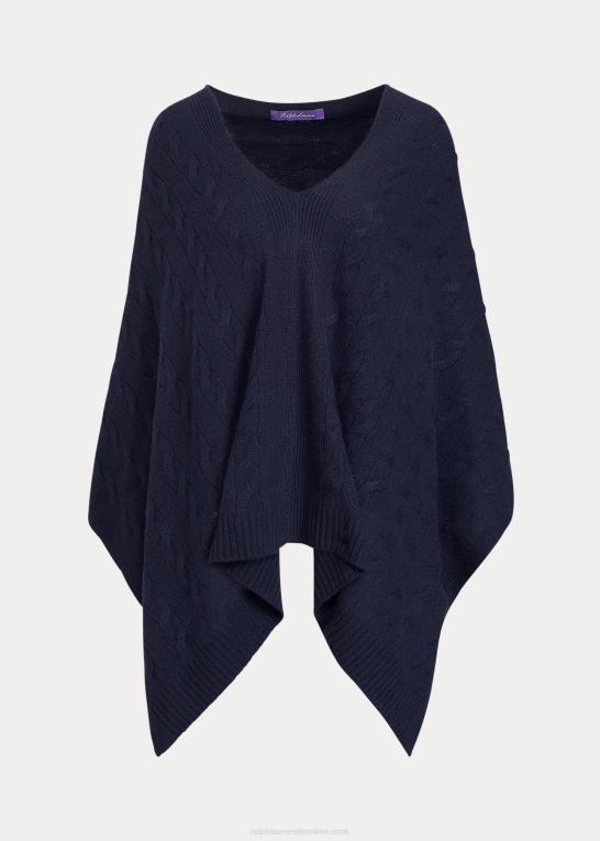 flåde Kvinder Ralph Lauren kabel kashmir poncho tørklæde Z426B5596