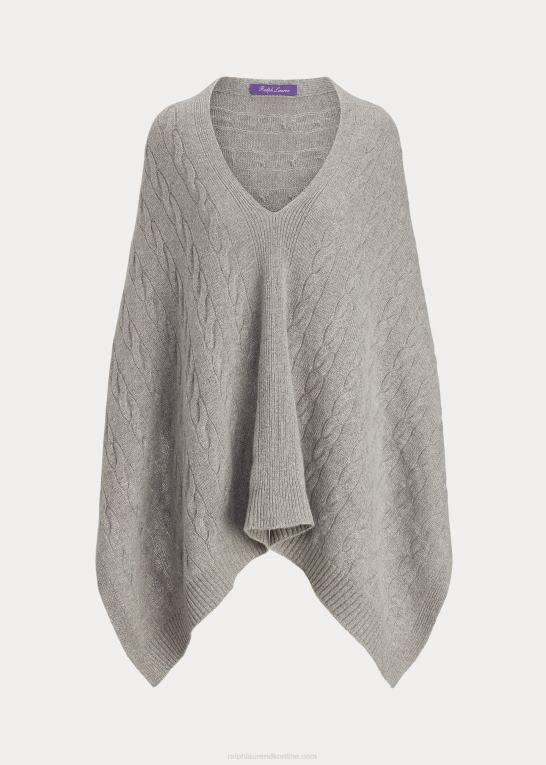 grå Kvinder Ralph Lauren kabel kashmir poncho tørklæde Z426B5594