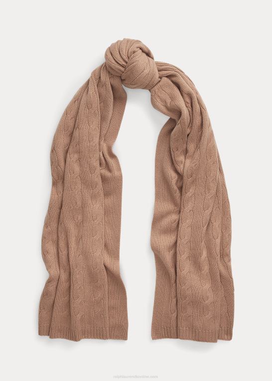 kamel Kvinder Ralph Lauren kabelstrikket kashmir tørklæde Z426B5616