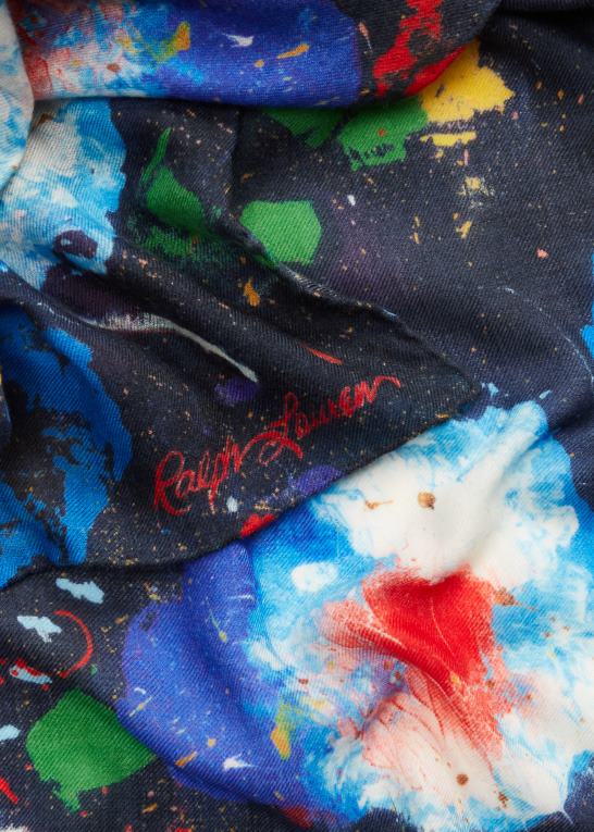lux marineblå multi Kvinder Ralph Lauren print pashmina tørklæde Z426B5481