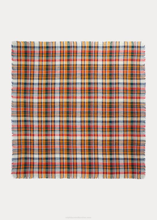 marine plaid Kvinder Ralph Lauren oversize plaid frynser tørklæde Z426B5545