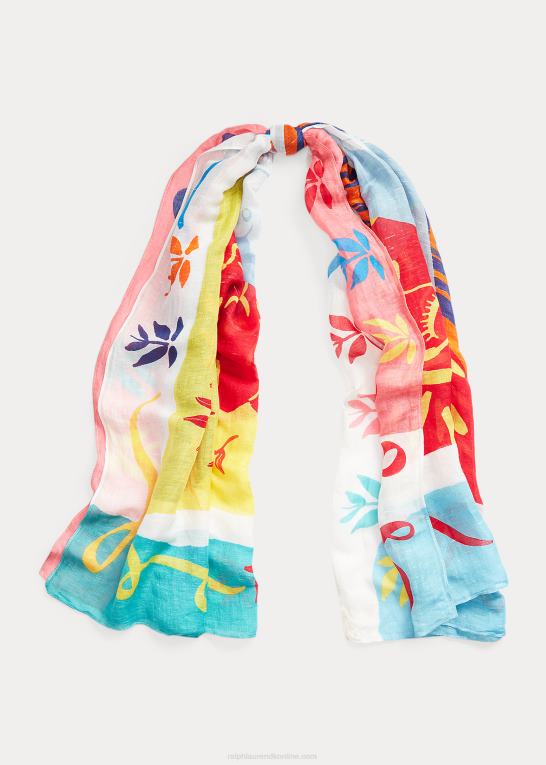 multi Kvinder Ralph Lauren mytologi-motiv hør-blanding tørklæde Z426B9747