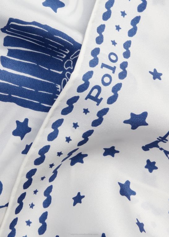 pergament creme/marine Kvinder Ralph Lauren stjernetegn-motiv silketørklæde Z426B5531