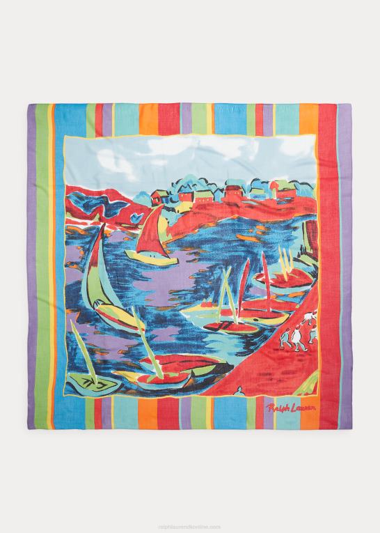 rød multi Kvinder Ralph Lauren sejlbåd-motiv uld-blanding tørklæde Z426B5555