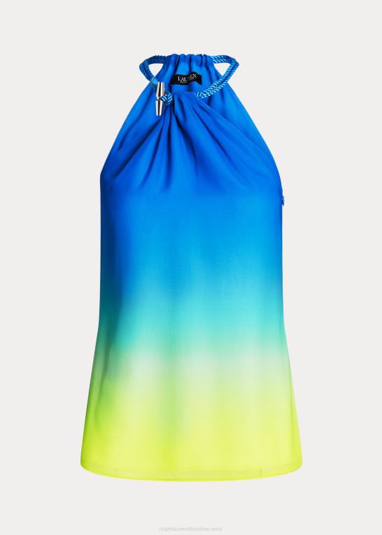 blå/grøn/lime Kvinder Ralph Lauren ombre-print chiffon grime top Z426B3897