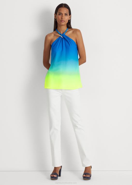 blå/grøn/lime Kvinder Ralph Lauren ombre-print chiffon grime top Z426B3897