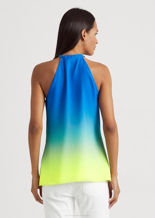 blå/grøn/lime Kvinder Ralph Lauren ombre-print chiffon grime top Z426B3897