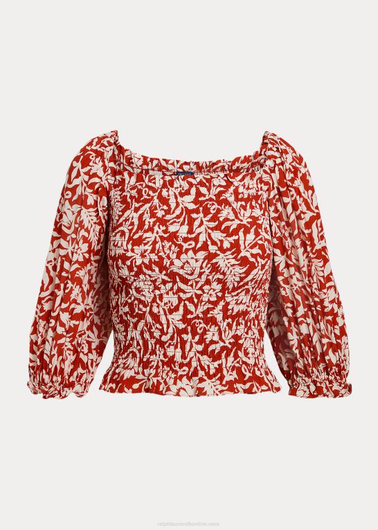 forårslilje blomstret Kvinder Ralph Lauren blomstret crepe top med blusonærmer Z426B9189