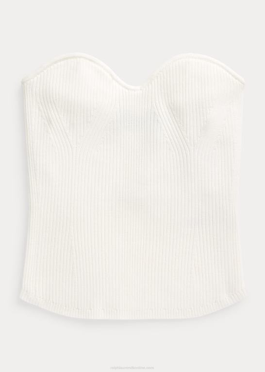 pergament creme Kvinder Ralph Lauren ribstrikket korsetrørtop Z426B2929