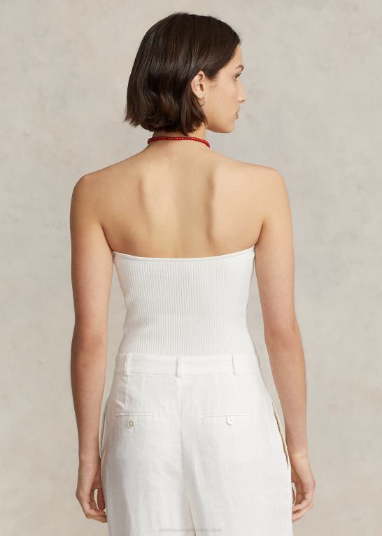 pergament creme Kvinder Ralph Lauren ribstrikket korsetrørtop Z426B2929