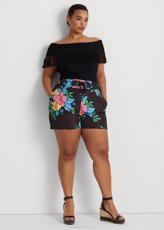 sort Kvinder Ralph Lauren top uden for skulderen med frynser Z426B4536