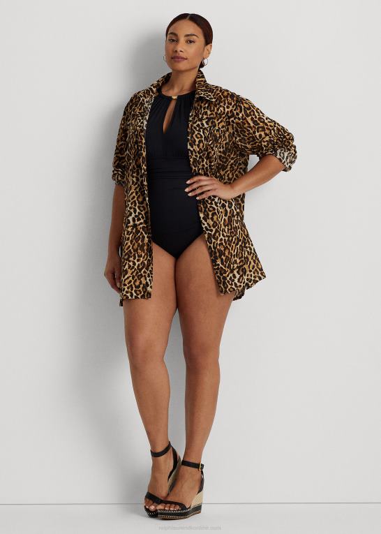 Brun Kvinder Ralph Lauren bomuldsskjorte med leopardprint Z426B4581