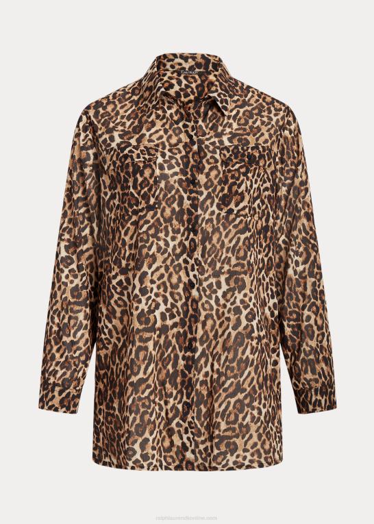 Brun Kvinder Ralph Lauren bomuldsskjorte med leopardprint Z426B4581