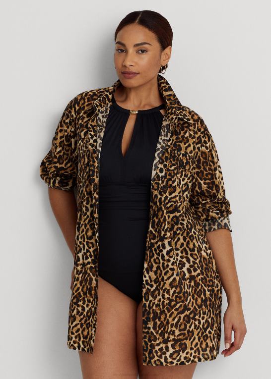 Brun Kvinder Ralph Lauren bomuldsskjorte med leopardprint Z426B4581