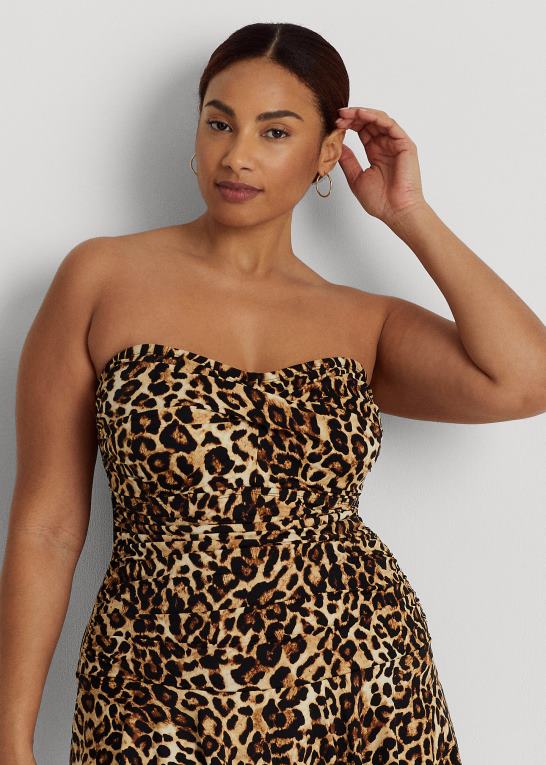 Brun Kvinder Ralph Lauren print snoet bandeau nederdel i ét stykke Z426B4585