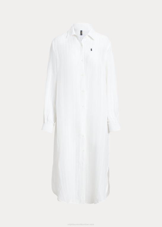 hvid Kvinder Ralph Lauren bomuld-hør skjortekjole cover-up Z426B3234