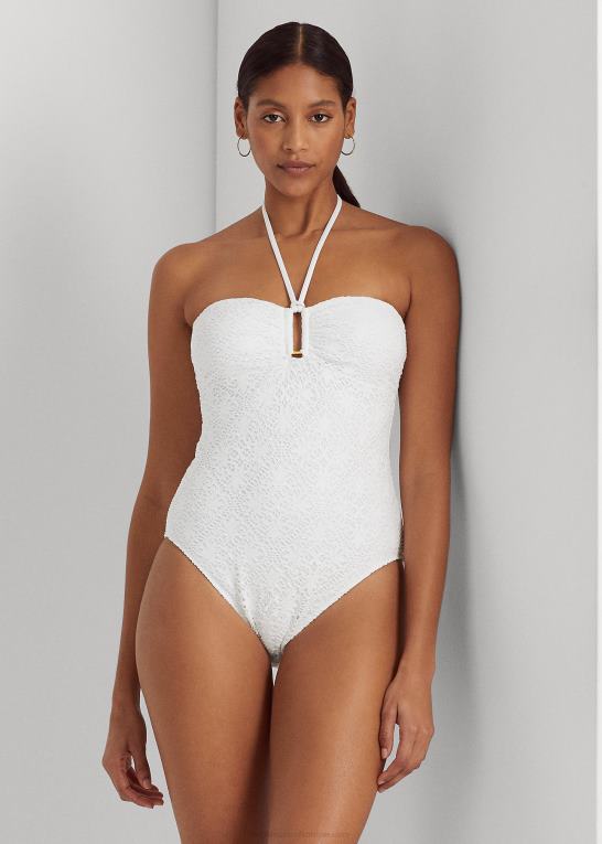 hvid Kvinder Ralph Lauren hæklet ring-front bandeau i ét stykke Z426B9453