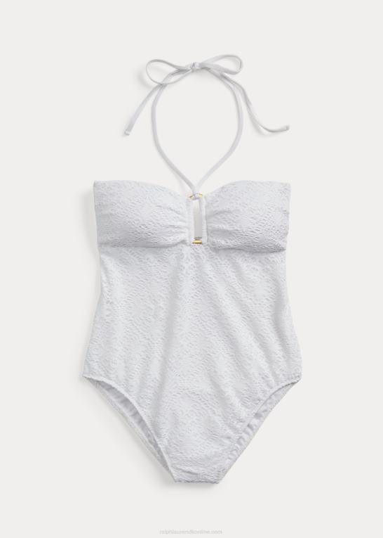 hvid Kvinder Ralph Lauren hæklet ring-front bandeau i ét stykke Z426B9453