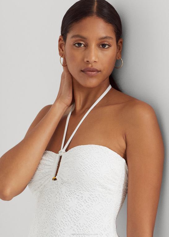 hvid Kvinder Ralph Lauren hæklet ring-front bandeau i ét stykke Z426B9453