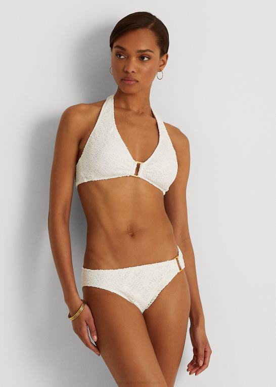 hvid Kvinder Ralph Lauren hæklet ring-front halter bikini top Z426B9457